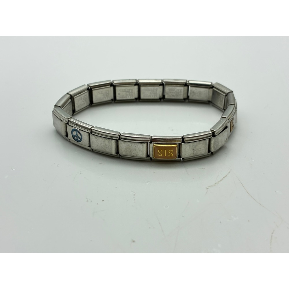 Manuel Zed Italian Charm Bracelet Stainless Steel Peace SIS E Amber